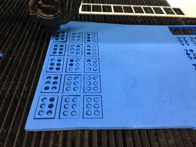 Figure 6: Blue EVA cells cutted by the laser cutting machine
